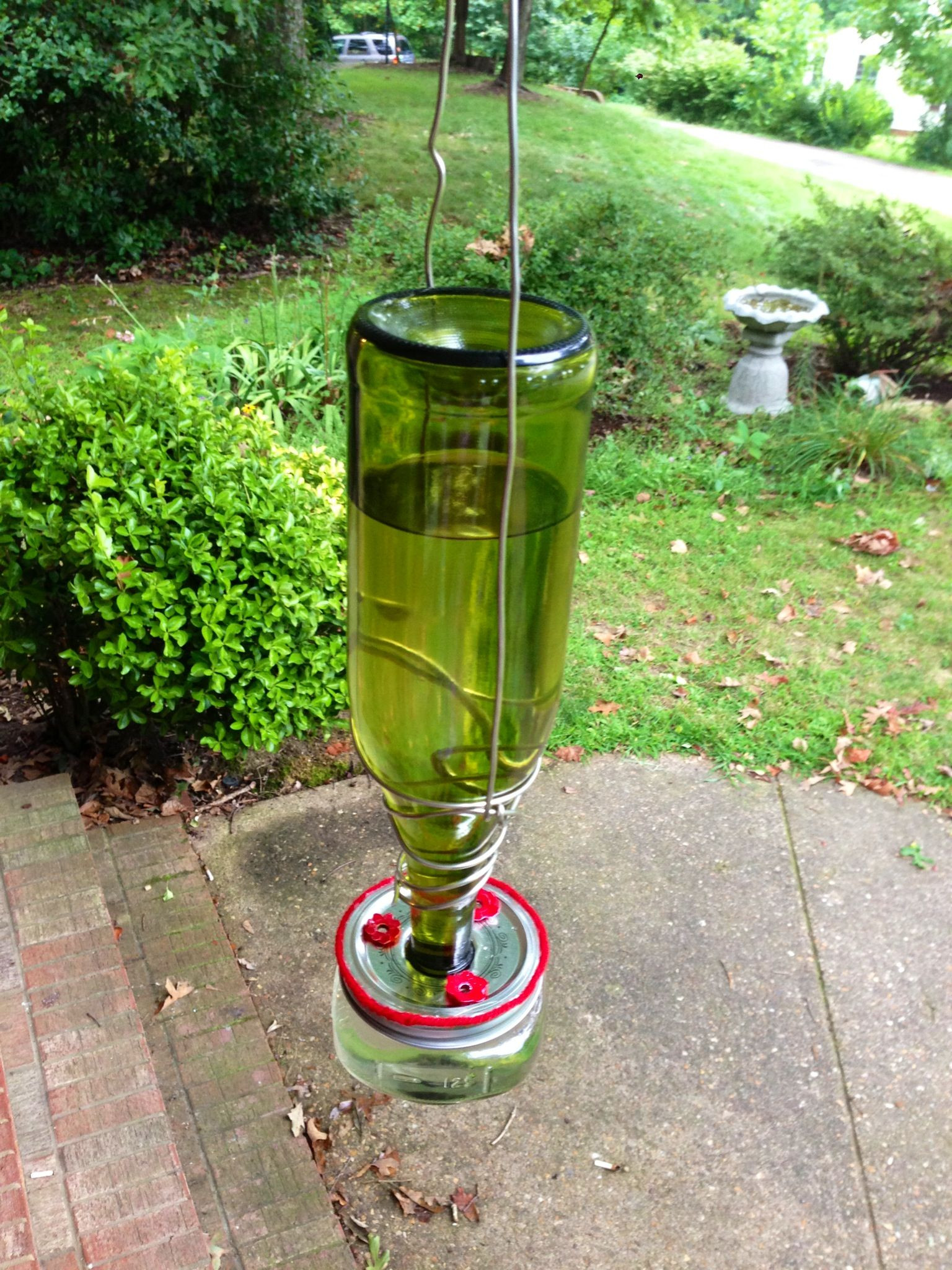 Best ideas about DIY Wine Bottle Hummingbird Feeder
. Save or Pin Finished DIY hummingbird feeder Wine bottle Small glass Now.