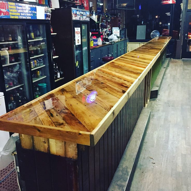Best ideas about DIY Wood Bar Tops
. Save or Pin Bar top made from pallet boards and covered with epoxy Now.