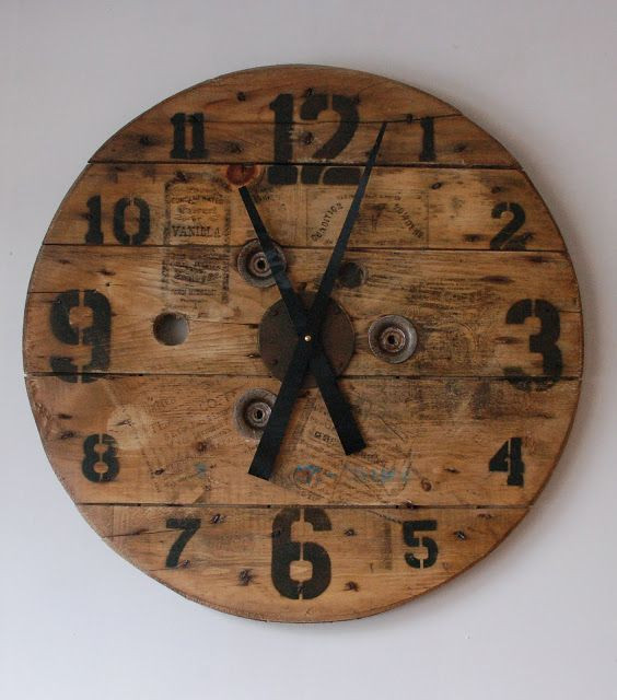 Best ideas about DIY Wood Clock
. Save or Pin Studio50 custom loft clock 24" salvaged spool face Now.