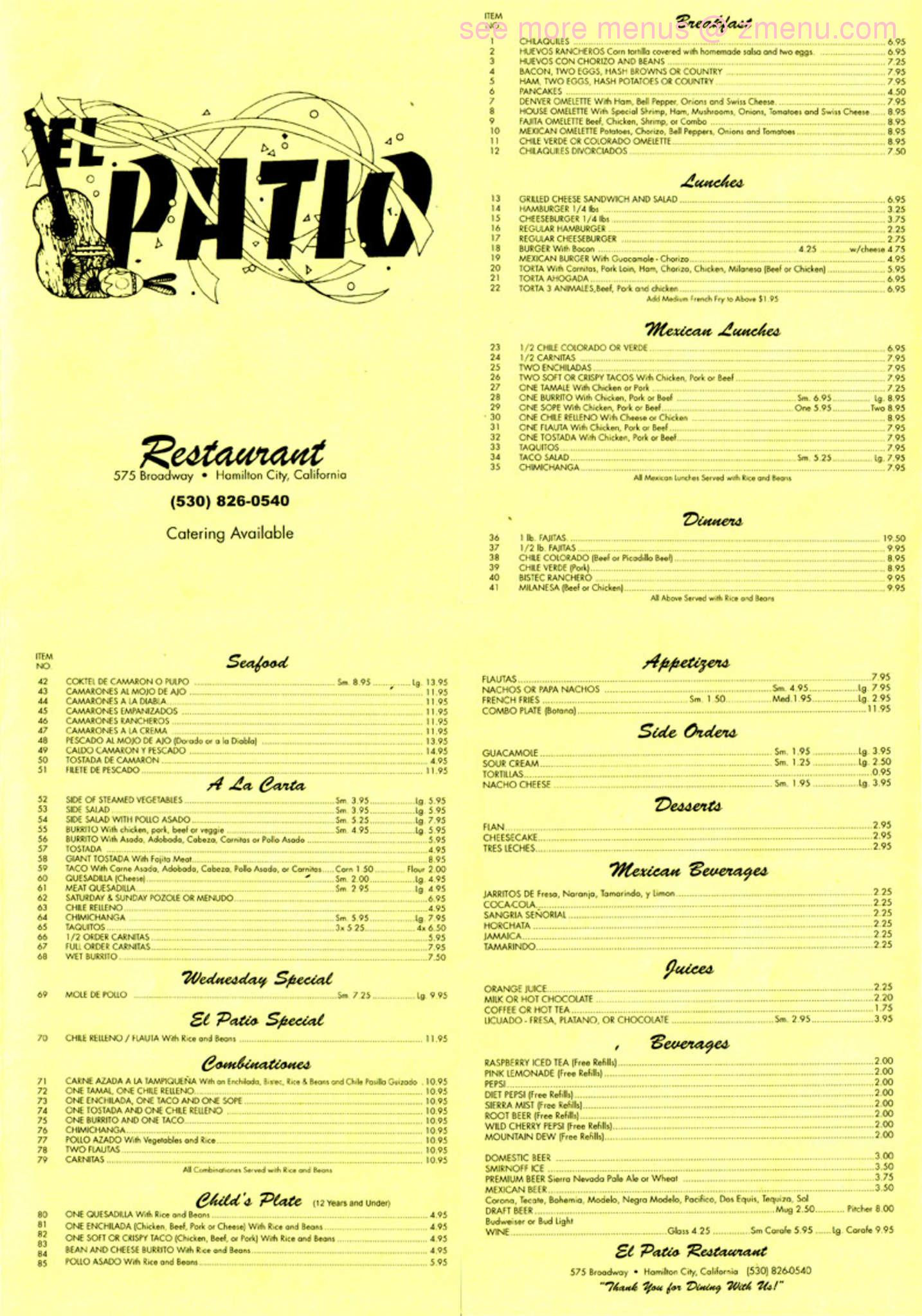 Best ideas about El Patio Menu
. Save or Pin line Menu of El Patio Restaurant Restaurant Hamilton Now.