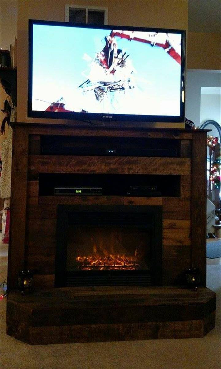 Best ideas about Fake Fireplace Tv Stand
. Save or Pin Pallet TV Stand with Faux Fireplace Now.