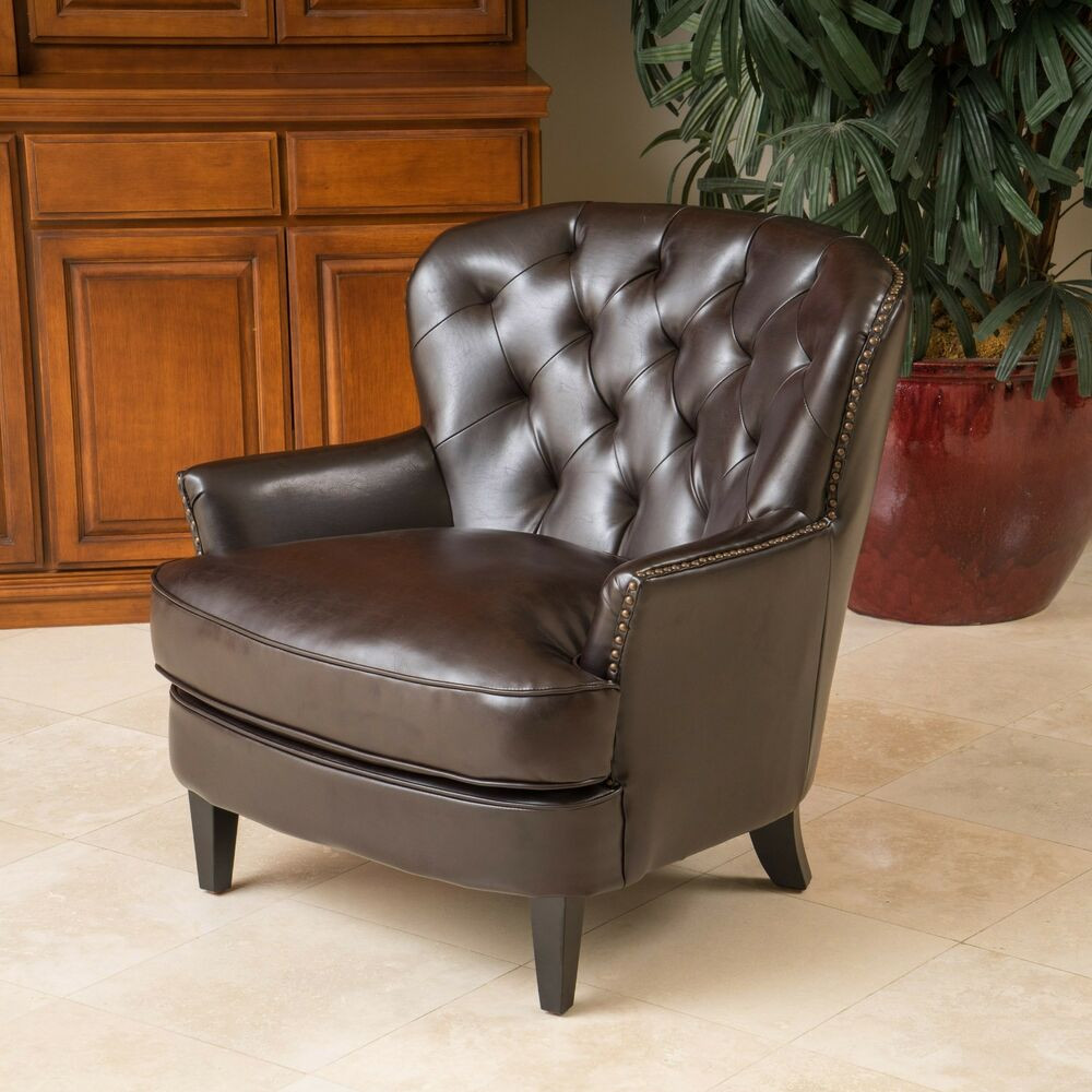 Best ideas about Family Room Chairs
. Save or Pin Living Room Furniture Brown Tufted Leather Club Chair w Now.