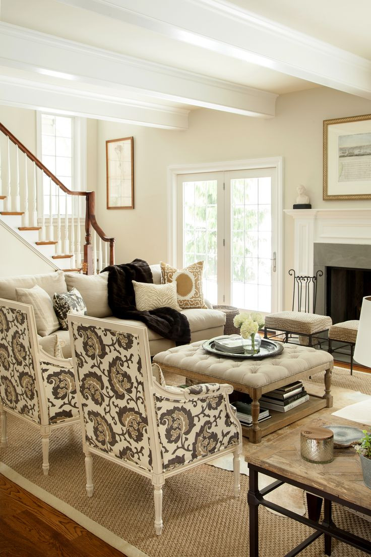 Best ideas about Family Room Chairs
. Save or Pin Neutral living room hip traditional large scale print on Now.