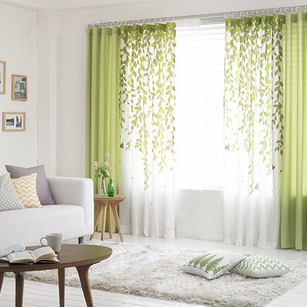 Best ideas about Family Room Curtains
. Save or Pin Lime Green and White Leaf Print Poly Cotton Blend Country Now.