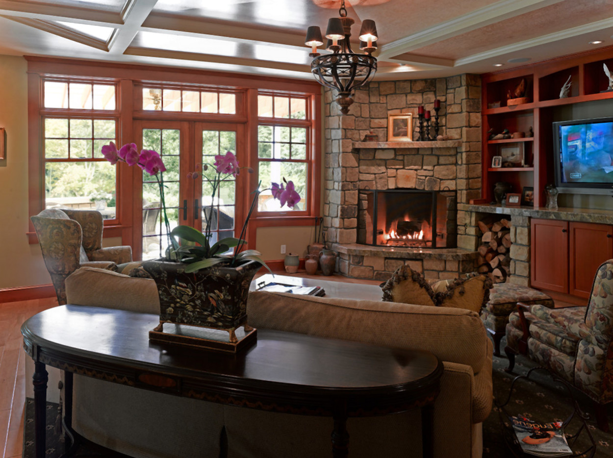 Best ideas about Family Room With Fireplace
. Save or Pin Corner Fireplace Family Room s Native Home Garden Now.