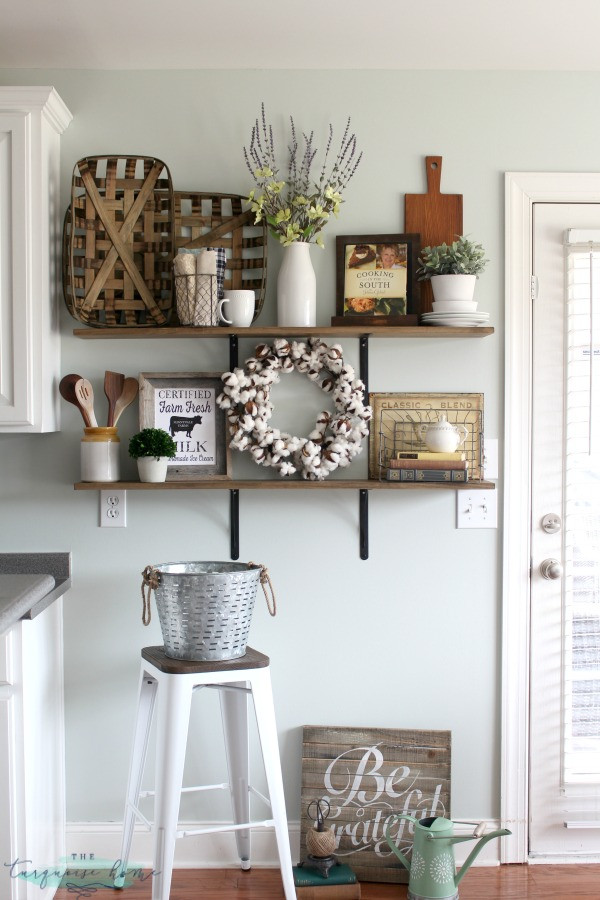 Best ideas about Farm Kitchen Decor . Save or Pin Decorating Shelves in a Farmhouse Kitchen Now.