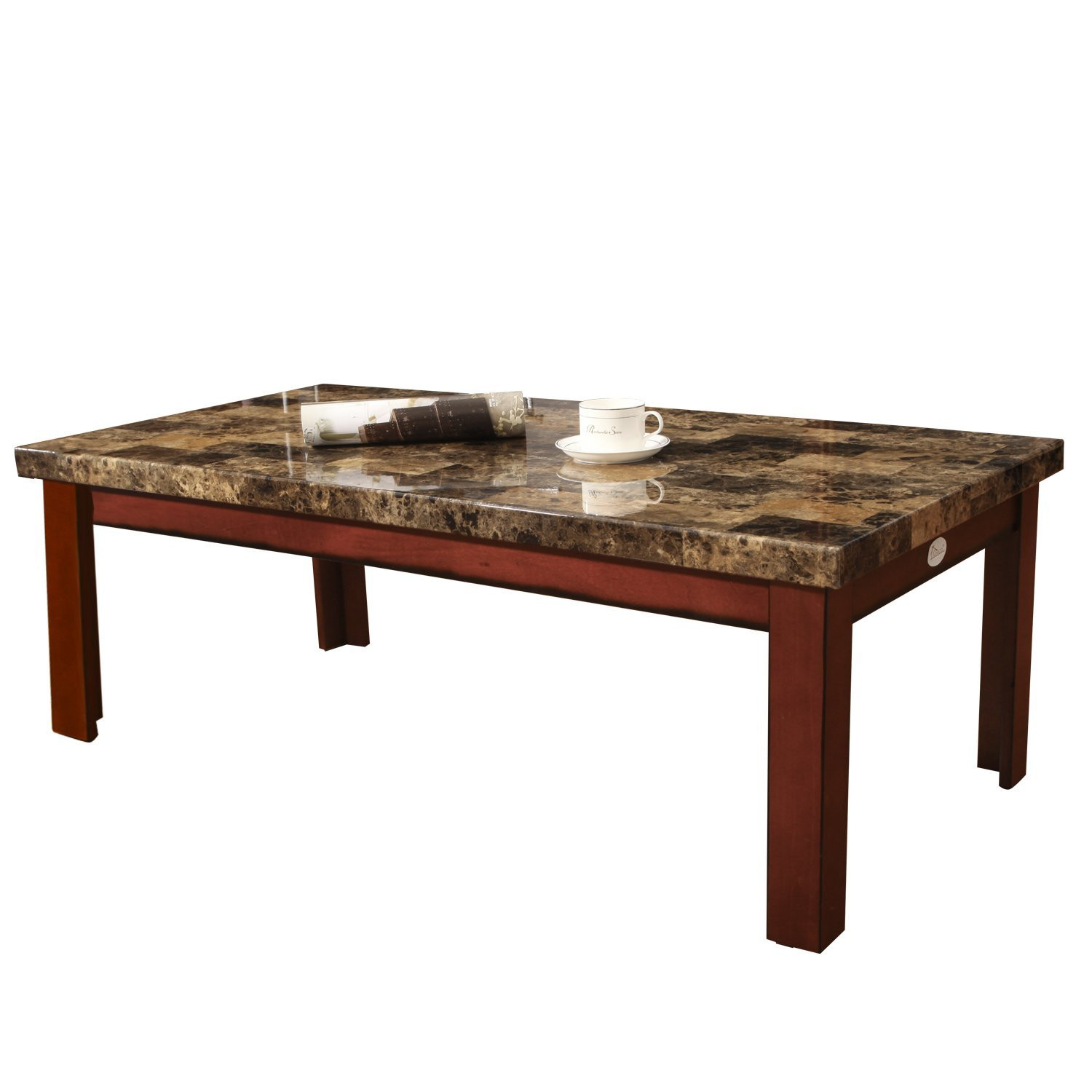 Best ideas about Faux Marble Coffee Table
. Save or Pin Adeco Walnut Color Wood Faux Marble Finish Rectangular Now.