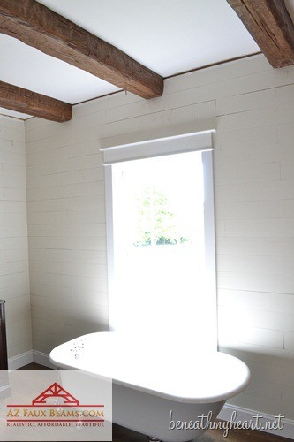 Best ideas about Faux Wood Beams DIY
. Save or Pin Installing Faux Wood Beams in our master bathroom Now.