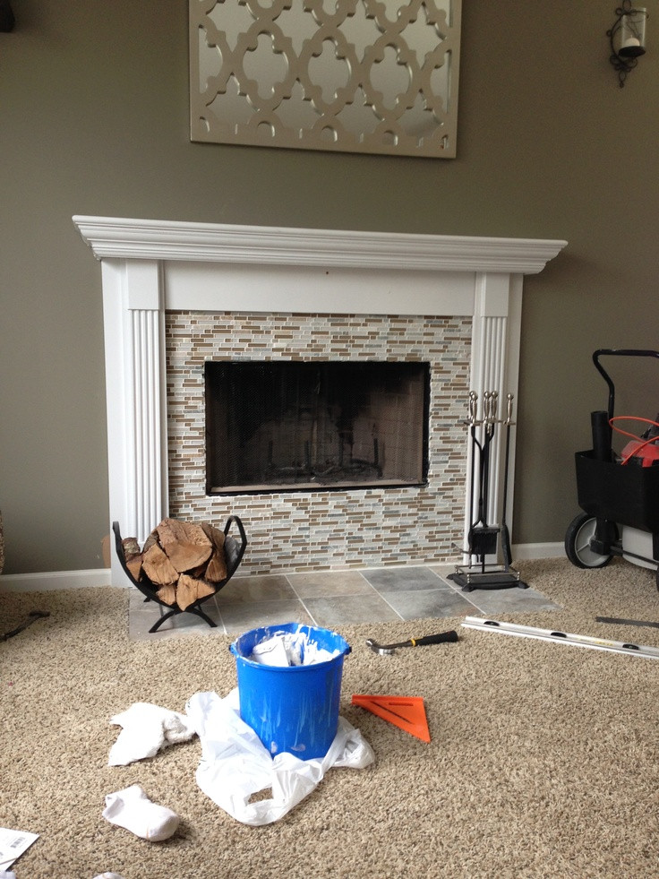 Best ideas about Fireplace Ideas DIY
. Save or Pin DIY fireplace mantel with mosaic tile Now.