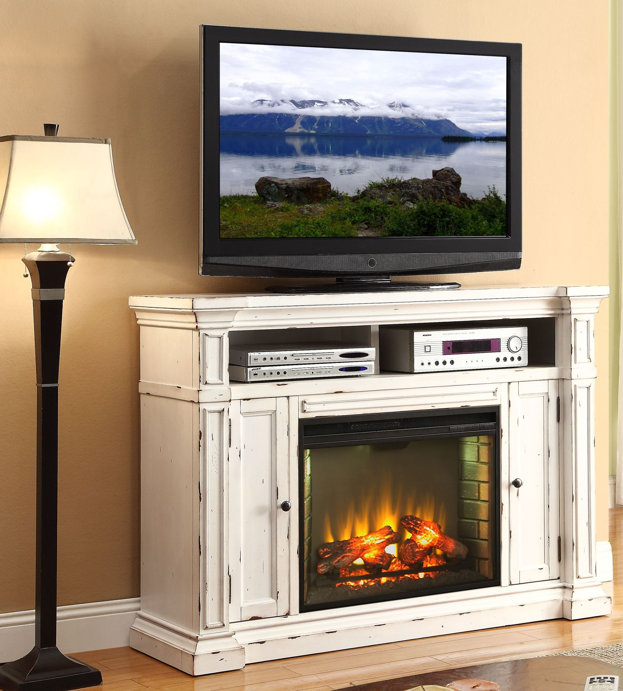 Best ideas about Fireplace Media Center
. Save or Pin New Castle Rustic White Fireplace Media Center from Now.