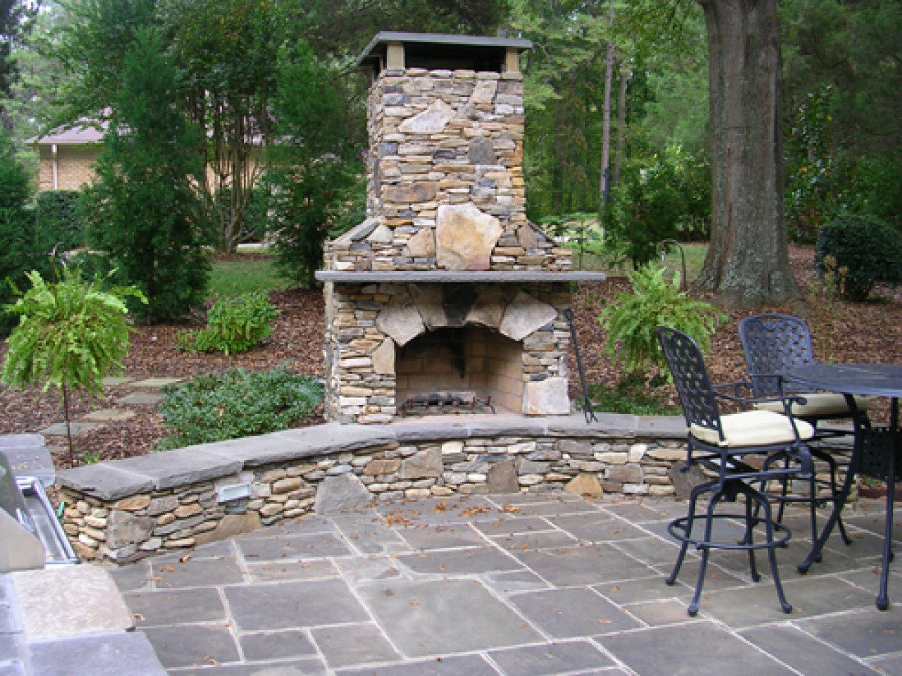 Best ideas about Fireplace Stone And Patio
. Save or Pin Stone Fireplace With Bench And Bluestone Patio Interior Now.