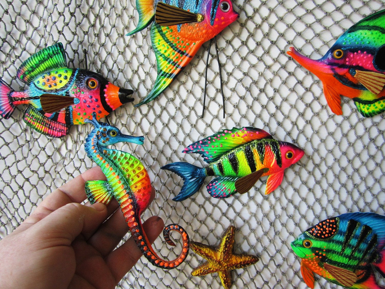 Best ideas about Fish Wall Art
. Save or Pin Fish art seahorse art whimsical fish wall decor with fish net Now.