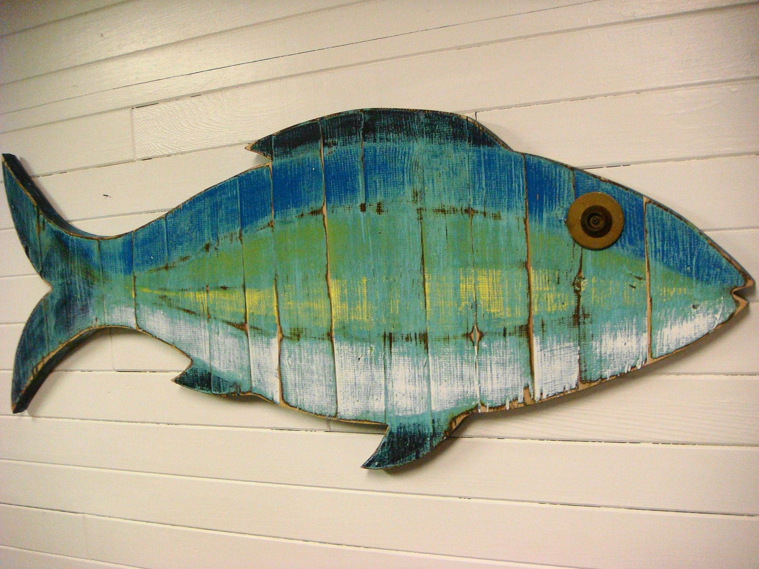 Best ideas about Fish Wall Art
. Save or Pin Fish Sign Beach House Weathered Wood Wall Art in Sea Glass Now.