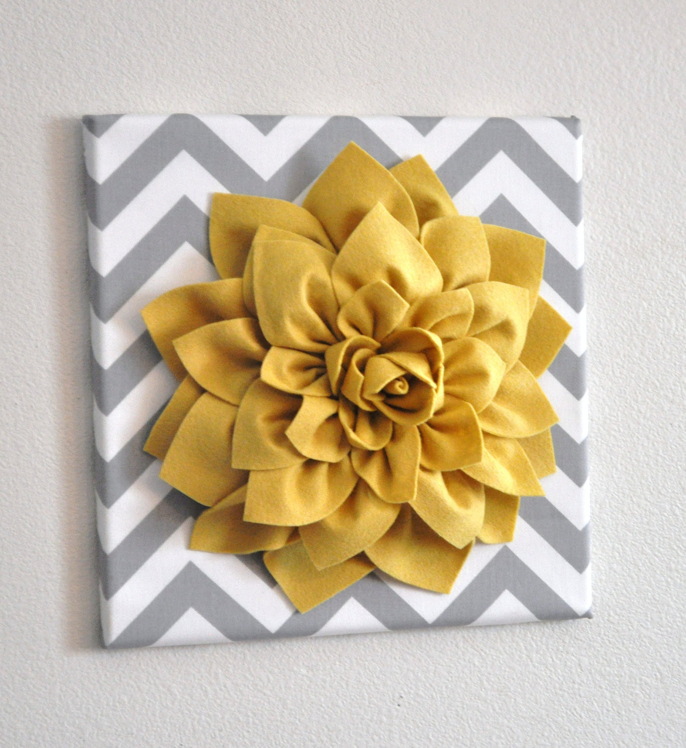 Best ideas about Flower Wall Art
. Save or Pin Wall Flower Mellow Yellow Dahlia on Gray and White Chevron 12 Now.