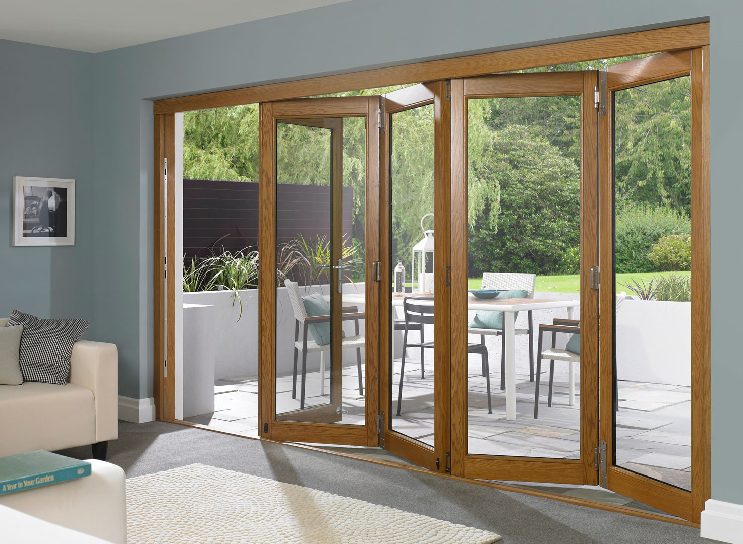 Best ideas about Folding Glass Patio Doors
. Save or Pin Elite Range Oak Veneer External Bifolding Doors Vufold Now.