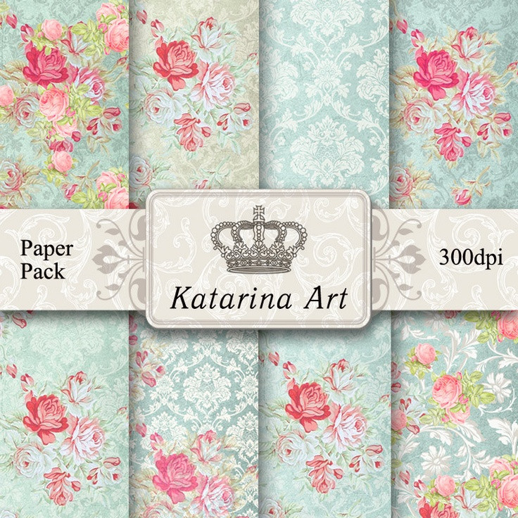 Best ideas about Free Printable Shabby Chic Paper
. Save or Pin Shabby Chic green roses Digital paper collage background Now.