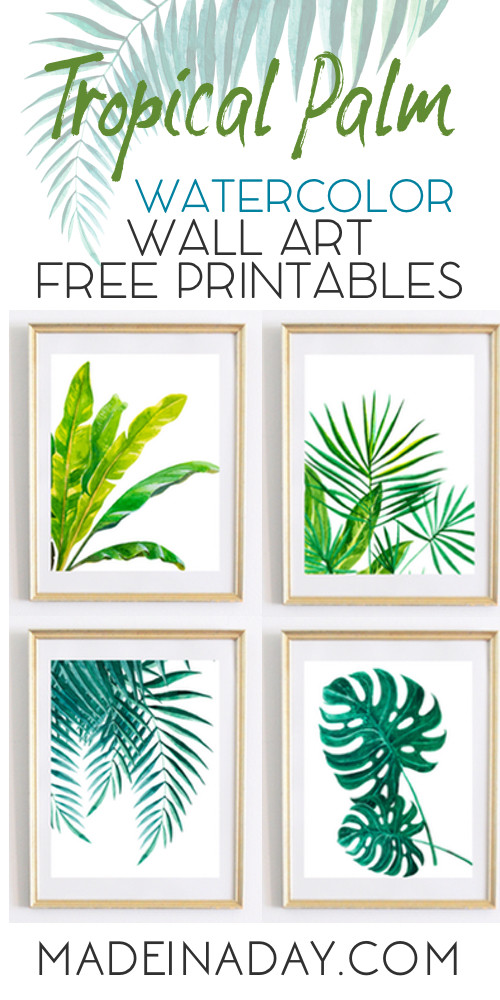 Best ideas about Free Printable Wall Art
. Save or Pin Tropical Palm Watercolor Wall Art Printables • Made in a Day Now.