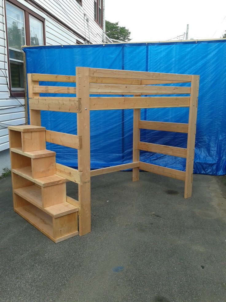 Best ideas about Full Loft Bed With Stairs
. Save or Pin Super Heavy Duty Loft Bed With Stair Case Shelf Queen Size Now.