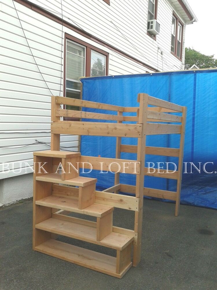 Best ideas about Full Loft Bed With Stairs
. Save or Pin Full Size Heavy Duty Loft Bed with Stair Case Shelf Now.