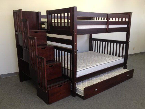 Best ideas about Full Size Loft Bed With Stairs
. Save or Pin Bunk Beds Full over Full Stairway Cappuccino Trundle Now.