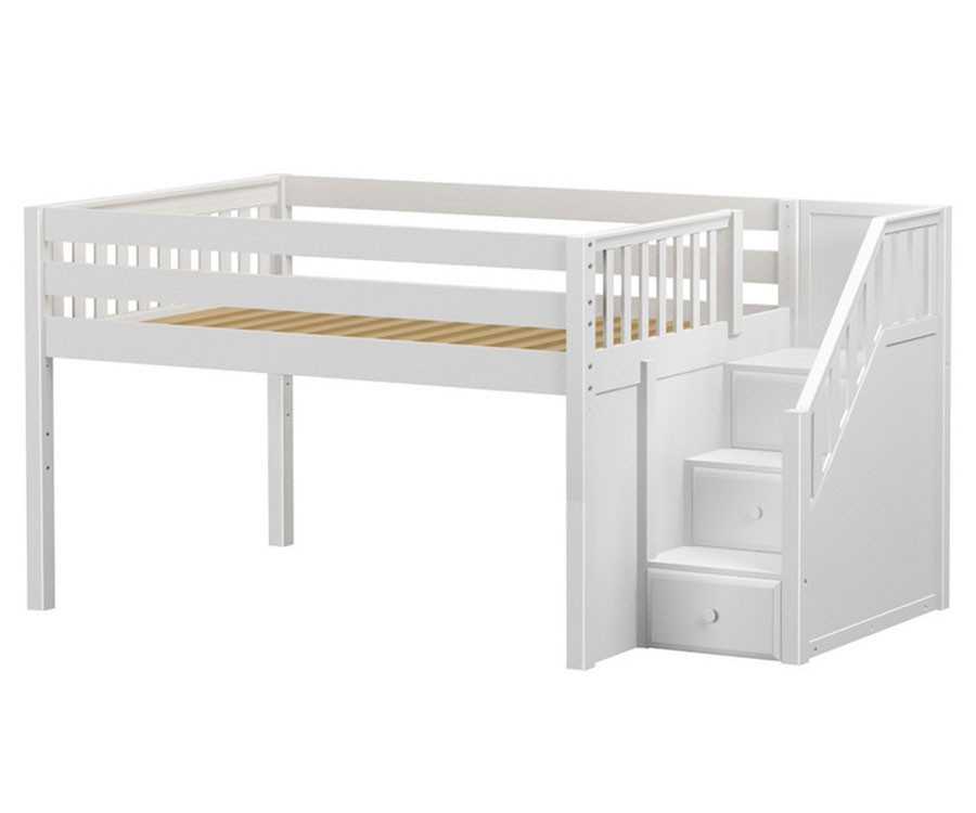 Best ideas about Full Size Loft Bed With Stairs
. Save or Pin Maxtrix PERFECT Low White Loft Bed with Stairs Now.