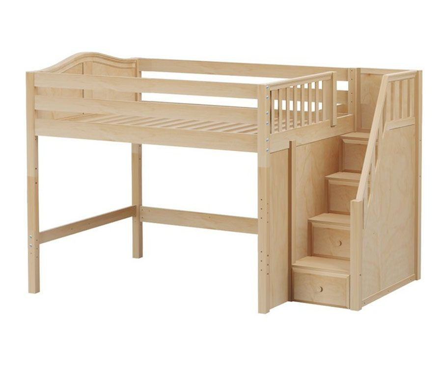 Best ideas about Full Size Loft Bed With Stairs
. Save or Pin HIT full size Mid loft bed with Stairs Natural by Maxtrix Now.