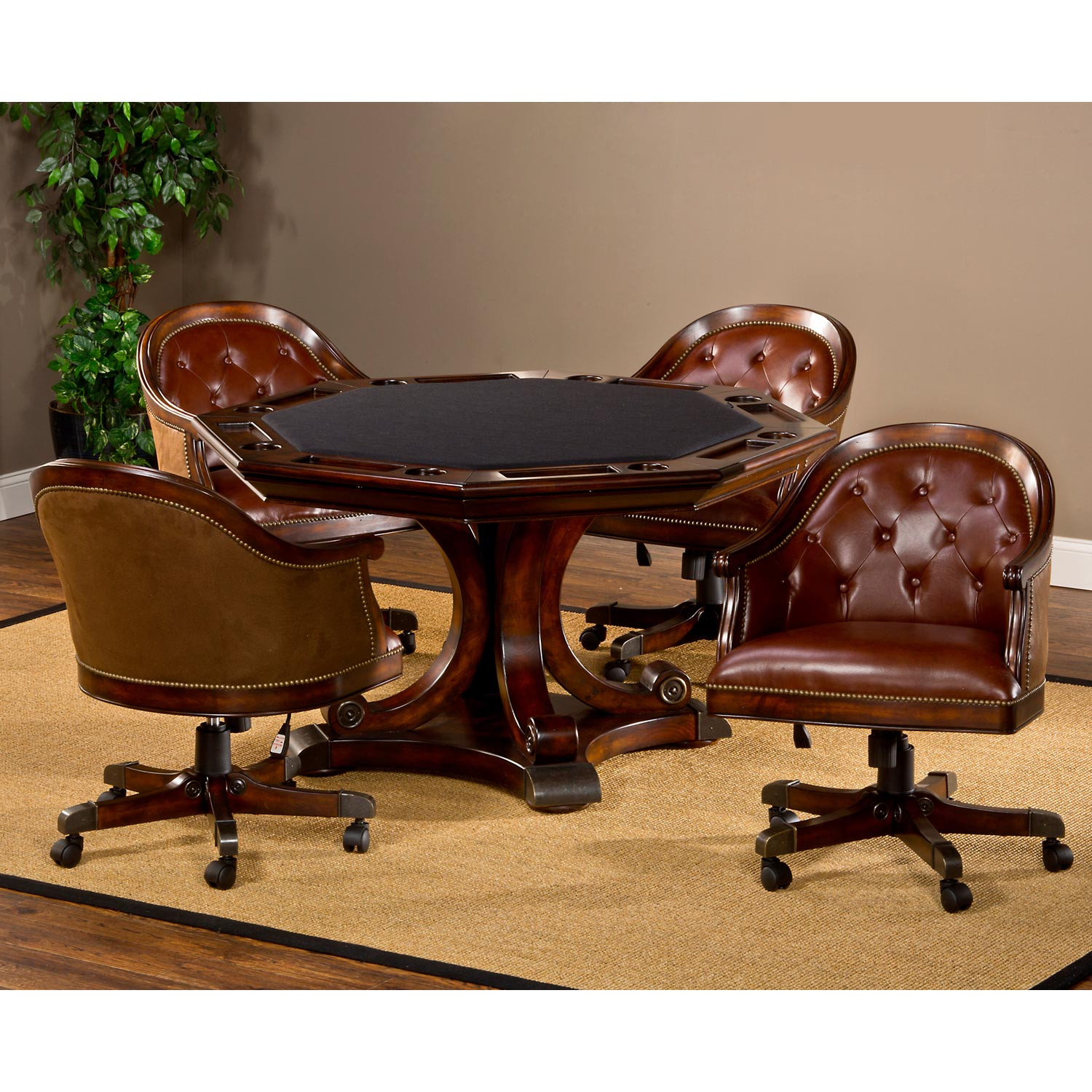 Best ideas about Game Table And Chairs
. Save or Pin Harding Game Table Set Brown Leather Chairs Rich Cherry Now.