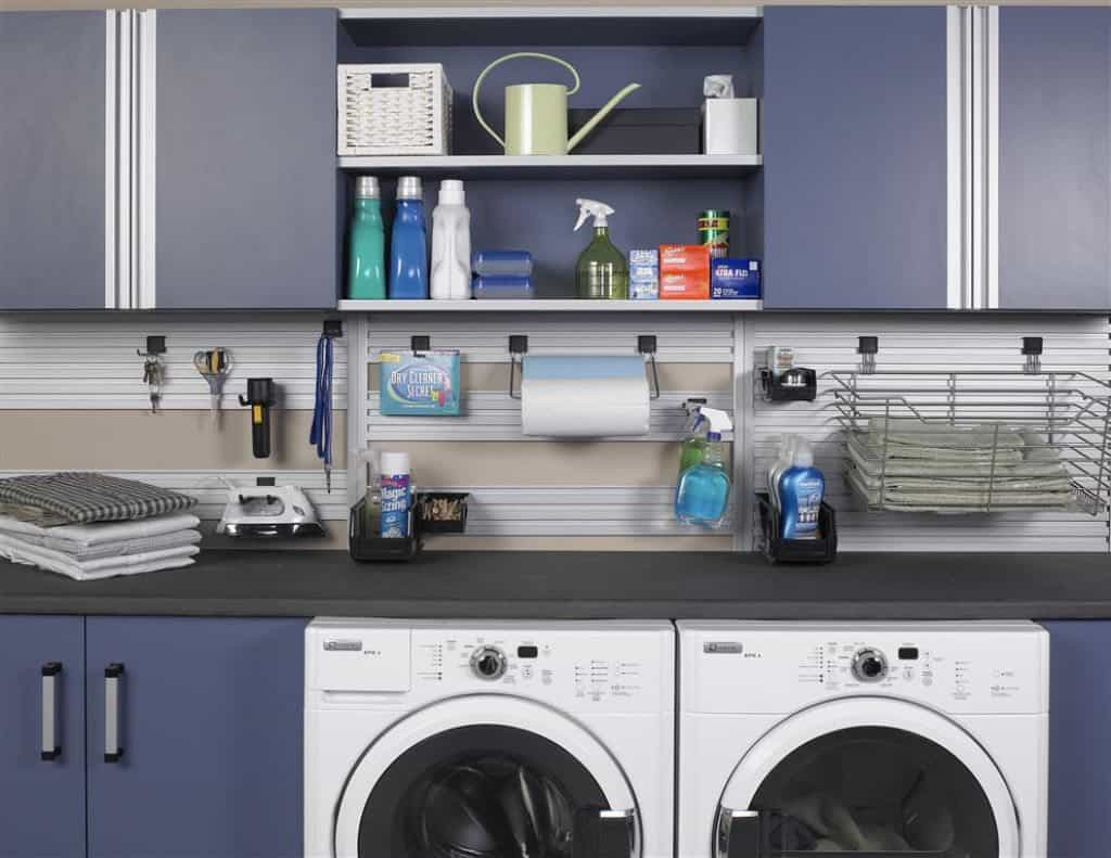 Best ideas about Garage Laundry Room
. Save or Pin Garage Laundry Room With Fitted Cabinets And White Washer Now.