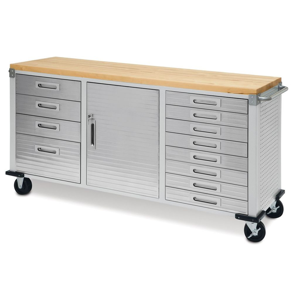 Best ideas about Garage Workbench With Storage
. Save or Pin Garage Rolling Metal Steel Tool Box Storage Cabinet Wooden Now.