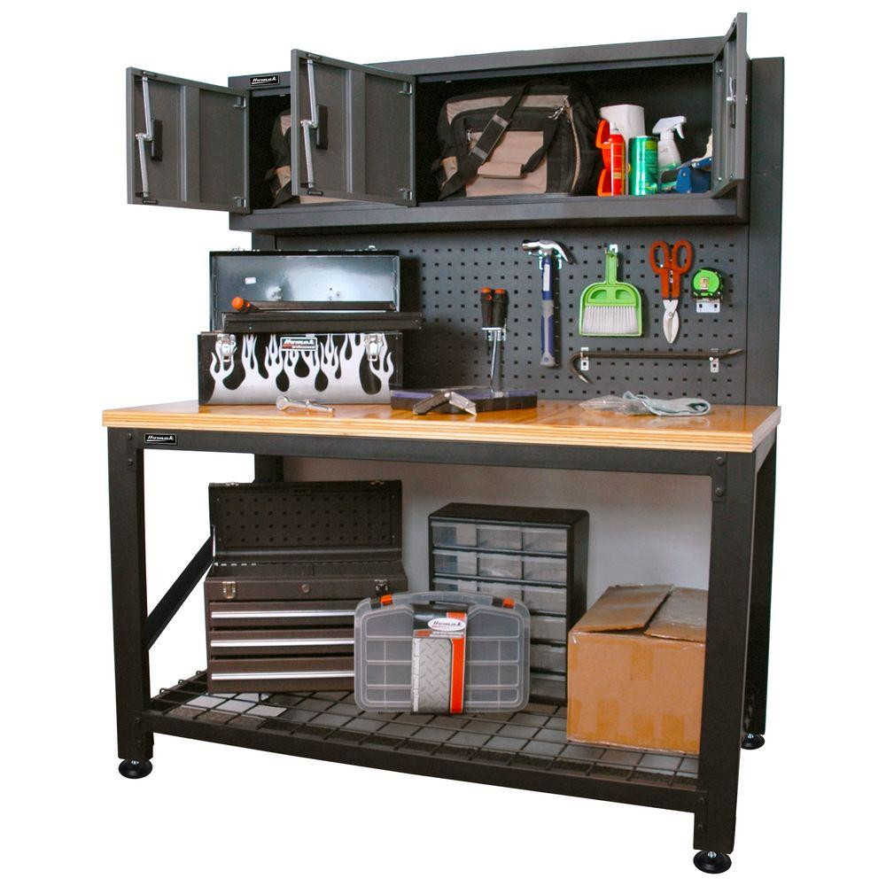 Best ideas about Garage Workbench With Storage
. Save or Pin Homak Garage Series 5 ft Industrial Steel Workbench with Now.