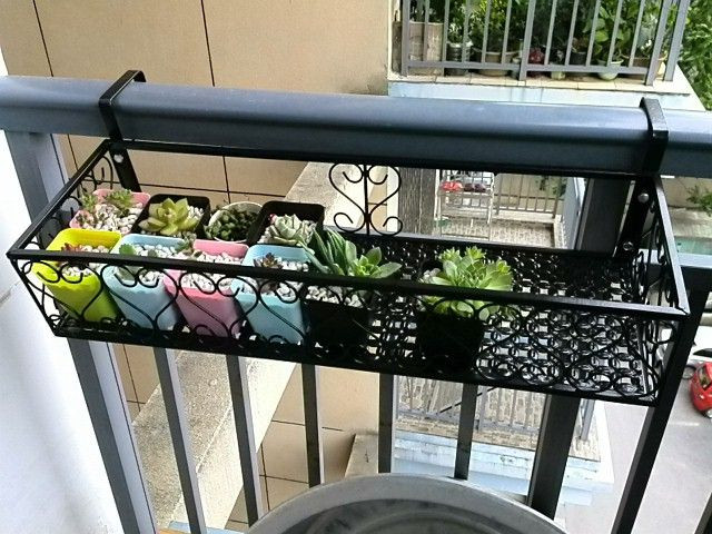 Best ideas about Garden Planter Hanging Over Balcony Railings
. Save or Pin Wrought iron railing fence flower pots hanging rack rack Now.