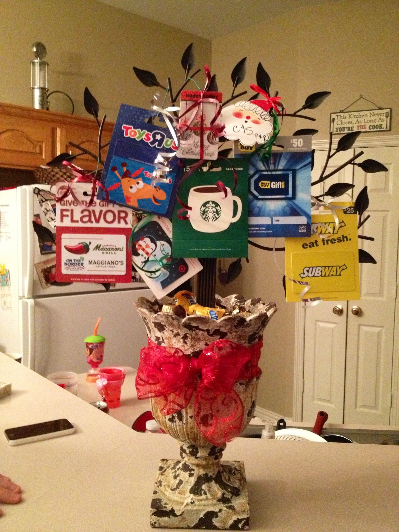 Best ideas about Gift Card Tree DIY
. Save or Pin "Gift card tree" that my mom made us for Christmas Now.