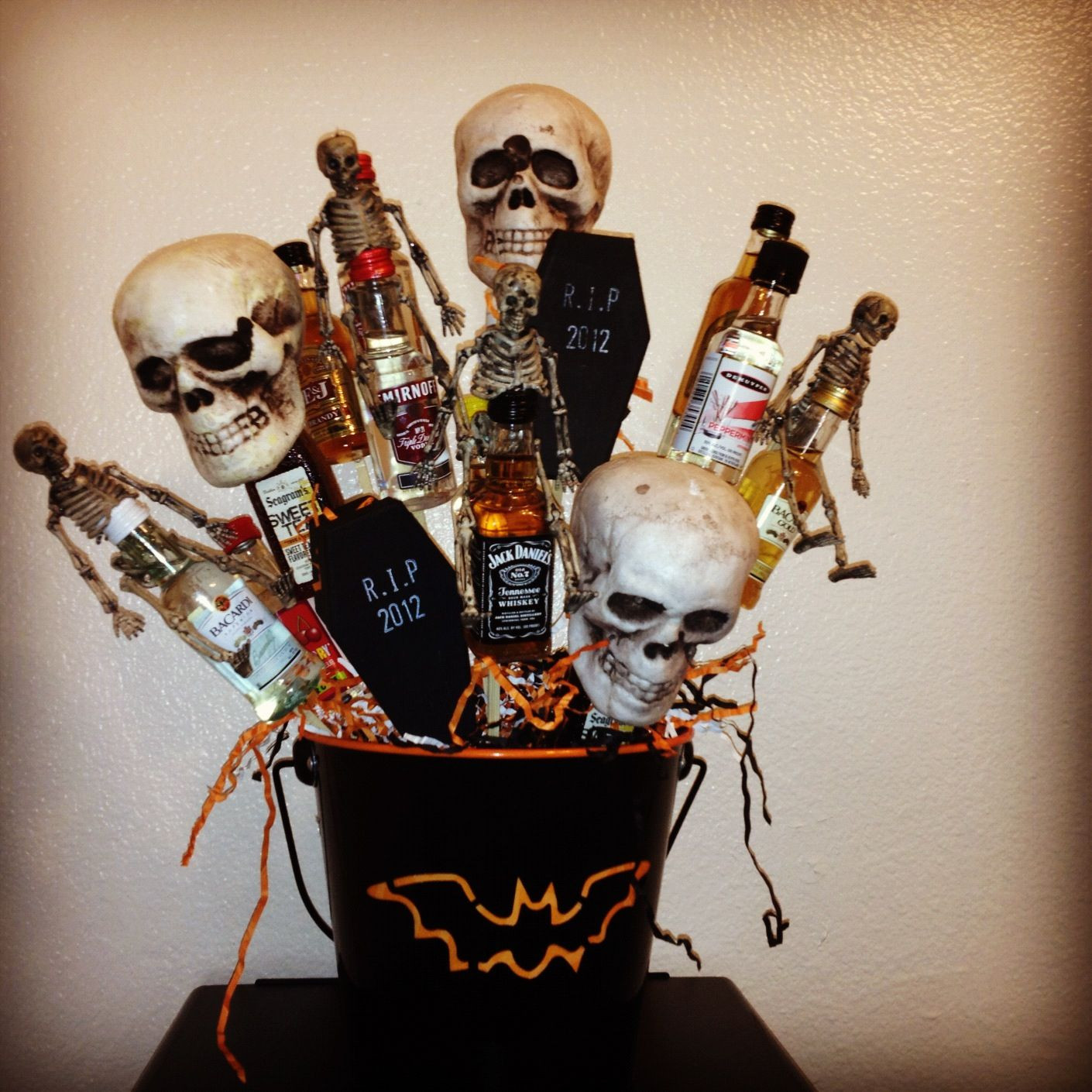 Best ideas about Gifts Ideas For Adults
. Save or Pin Halloween theme t basket with mini bottles Cost under Now.