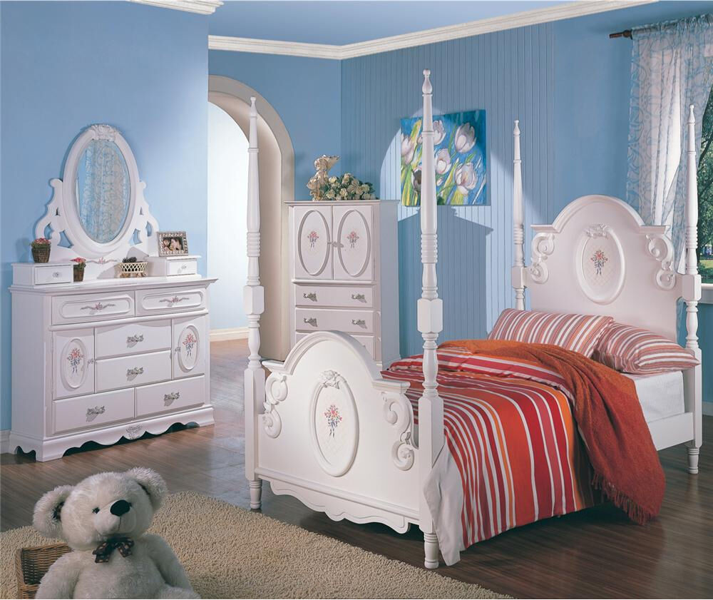 Best ideas about Girls Bedroom Set
. Save or Pin Twin White Wooden Poster Bed Girl s Bedroom Furniture 4 pc Now.