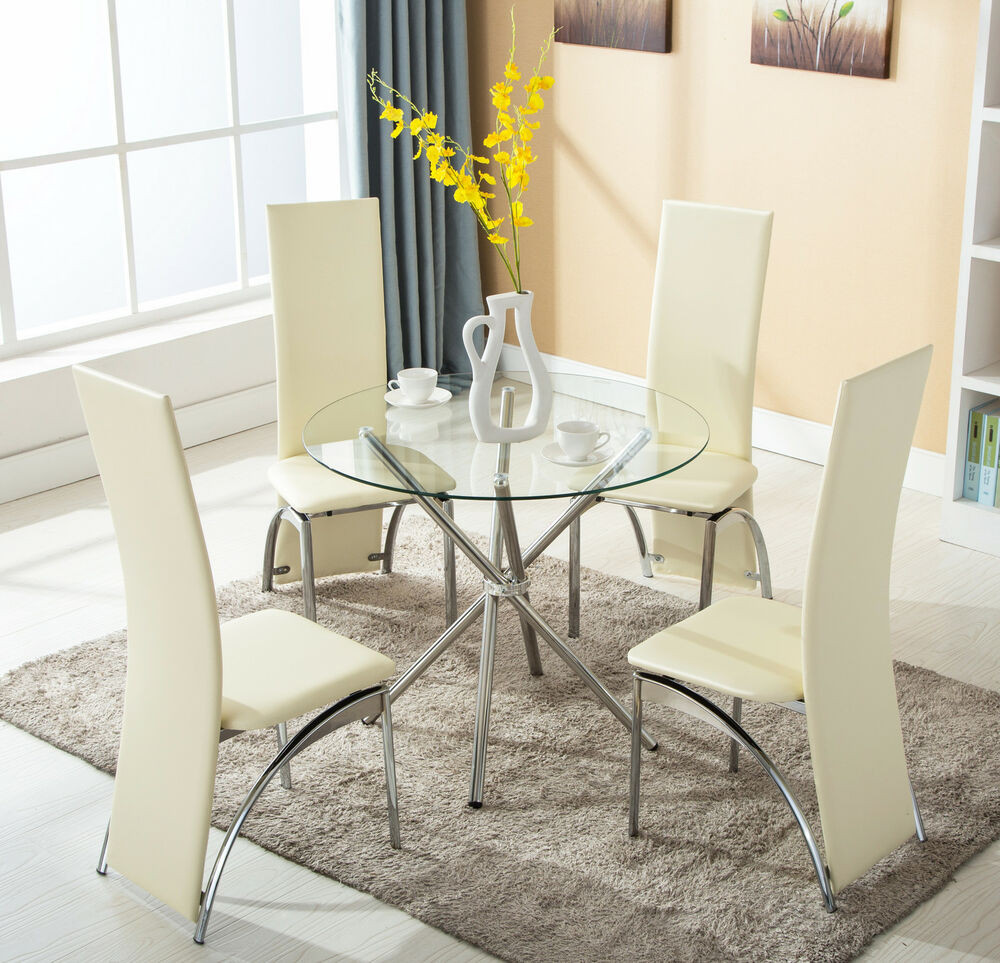 Best ideas about Glass Dining Table Set
. Save or Pin 4 Chairs 5 Piece Round Glass Dining Table Set Kitchen Room Now.