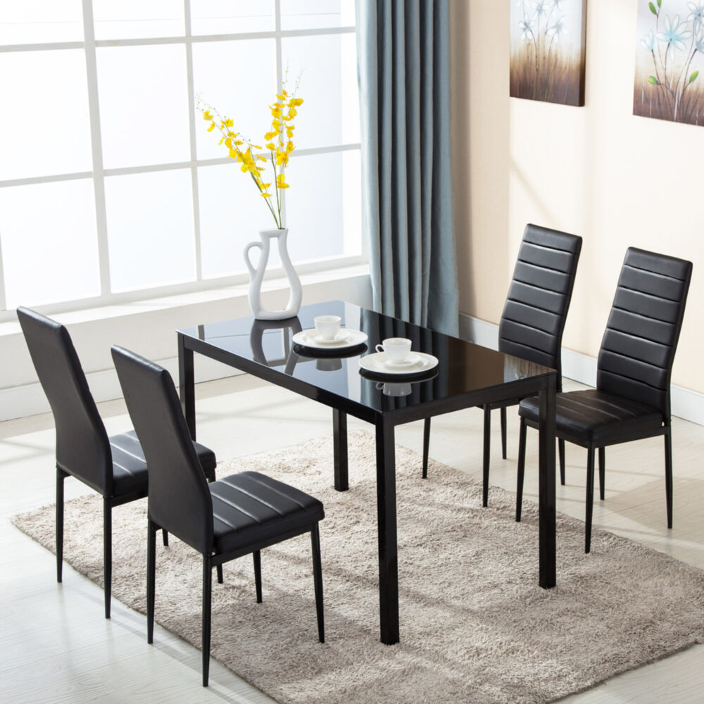 Best ideas about Glass Dining Table Set
. Save or Pin 5 Piece Glass Metal Dining Table Furniture Set 4 Chairs Now.