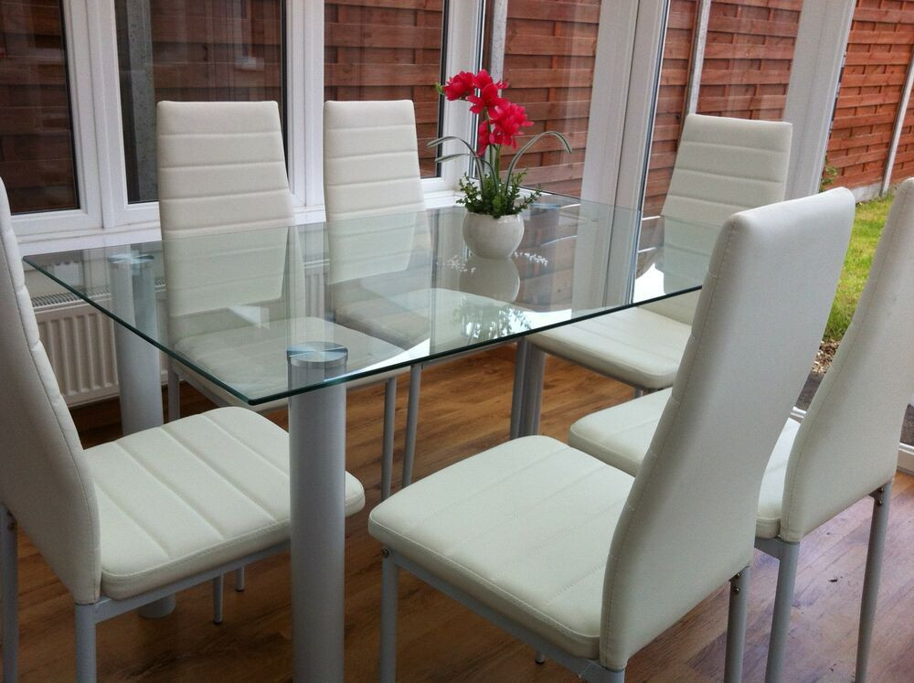 Best ideas about Glass Dining Table Set
. Save or Pin STUNNING GLASS DINING TABLE SET AND WITH 6 FAUX LEATHER Now.