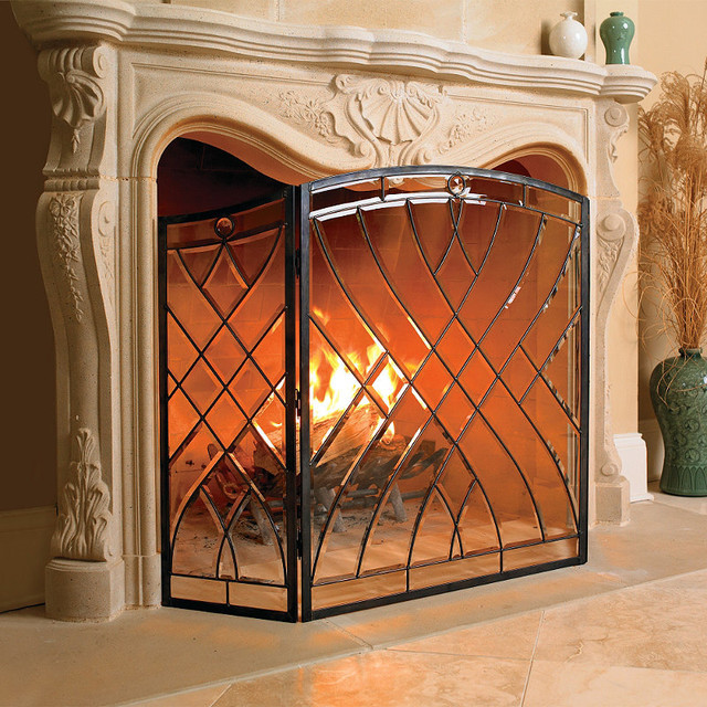 Best ideas about Glass Fireplace Screen
. Save or Pin Victoria Glass Fireplace Screen Traditional Fireplace Now.