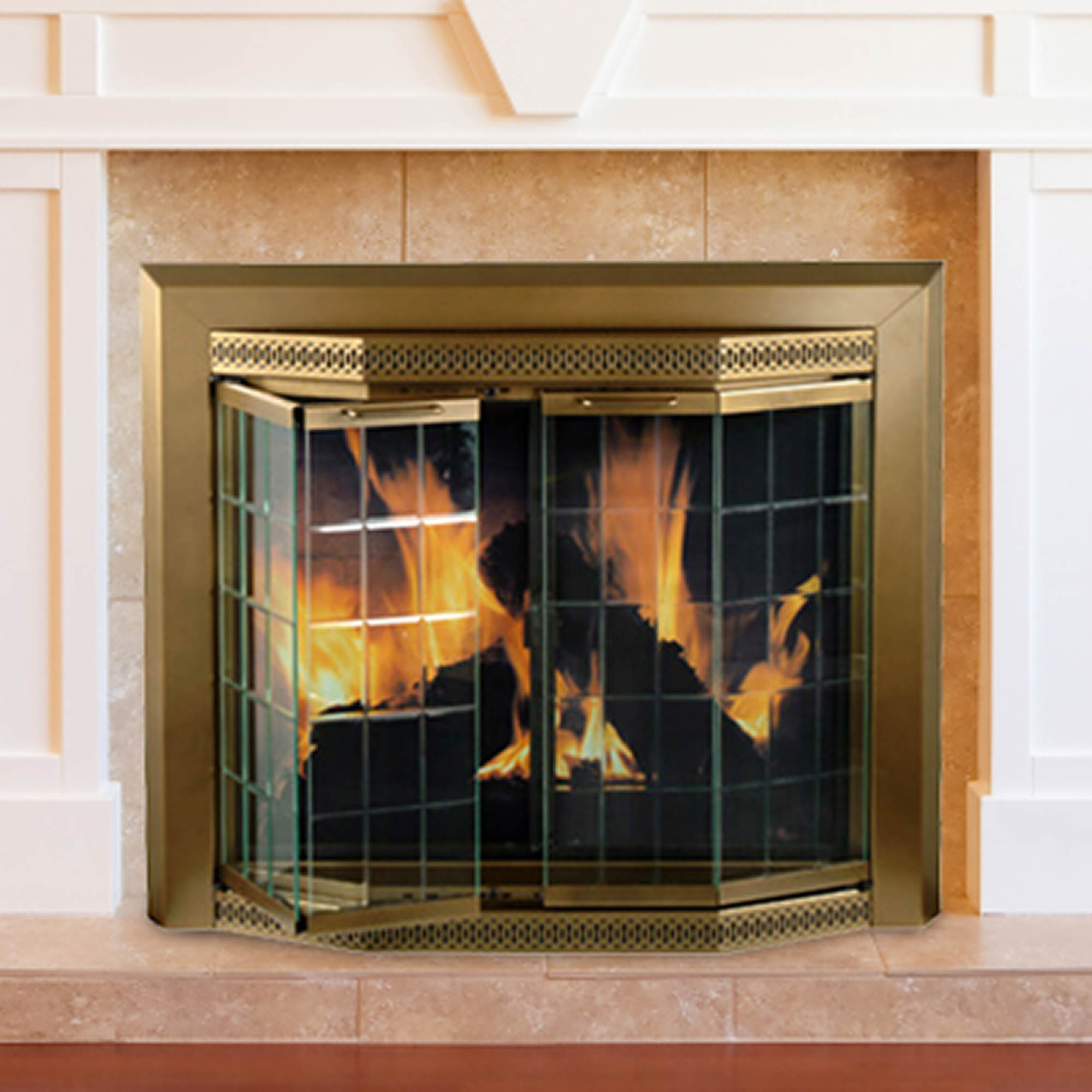 Best ideas about Glass Fireplace Screen
. Save or Pin Pleasant Hearth Grandior Bay Medium Bifold Style Glass Now.