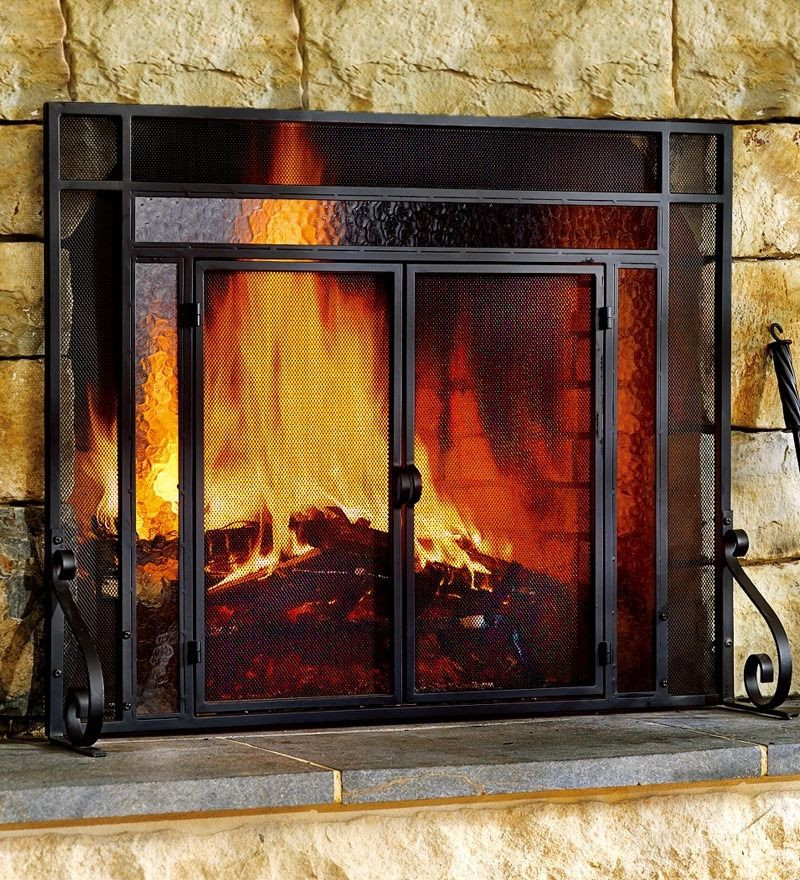 Best ideas about Glass Fireplace Screen
. Save or Pin 2 Door Steel Fireplace Screen w TempeRed Glass Accents Now.