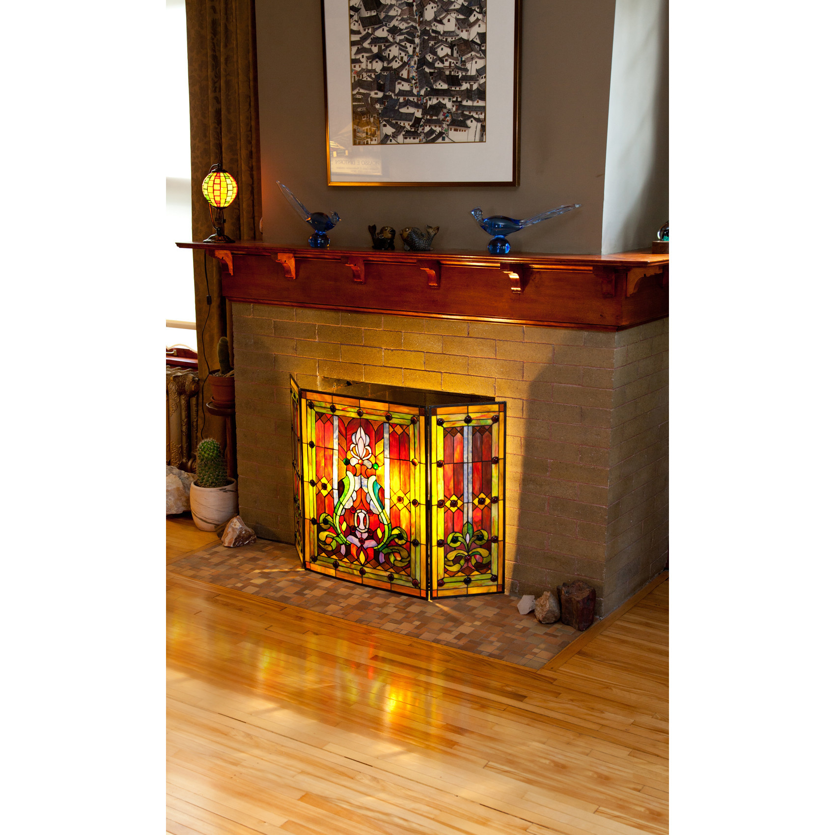 Best ideas about Glass Fireplace Screen
. Save or Pin Fleur de Lis Tiffany Style Stained Glass Fireplace Screen Now.