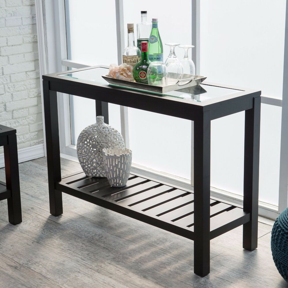 Best ideas about Glass Sofa Table
. Save or Pin Black Console Table Sofa Entryway Furniture Glass Top Wood Now.