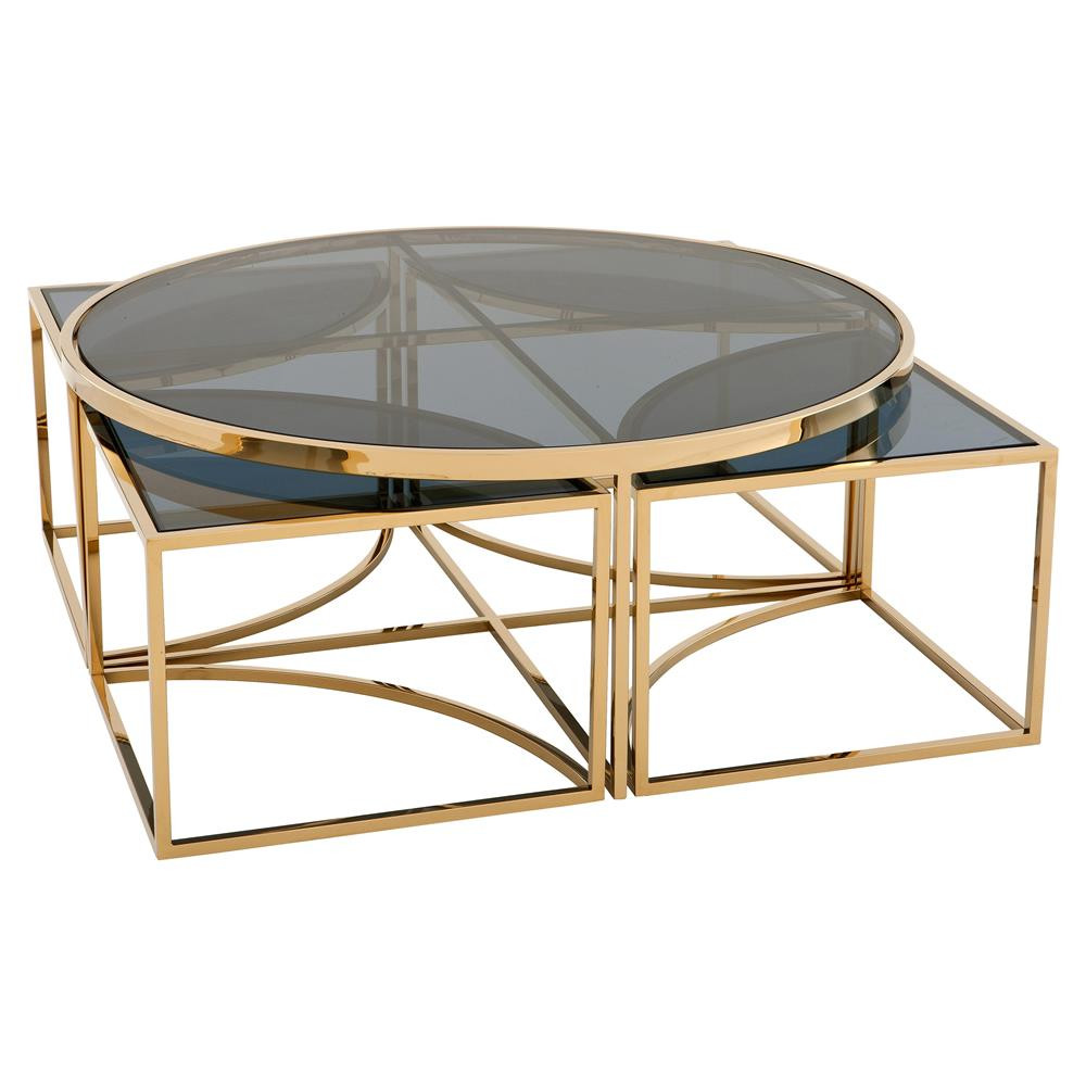 Best ideas about Gold Coffee Table
. Save or Pin Eichholtz Padova Modern Classic Smoked Glass Round Nesting Now.