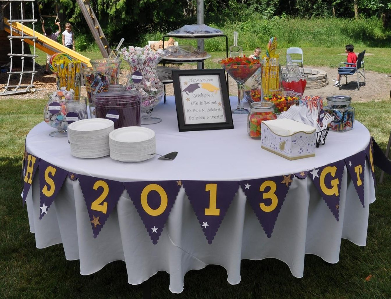 Best ideas about Graduation Table Ideas
. Save or Pin Grad party Buffet I like the idea of a round table Now.