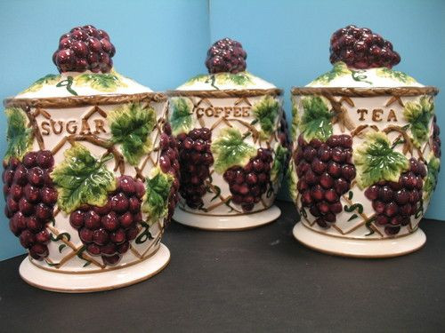 Best ideas about Grape And Wine Kitchen Decor
. Save or Pin 3 Pc 3D Grape Canisters For Kitchen Now.