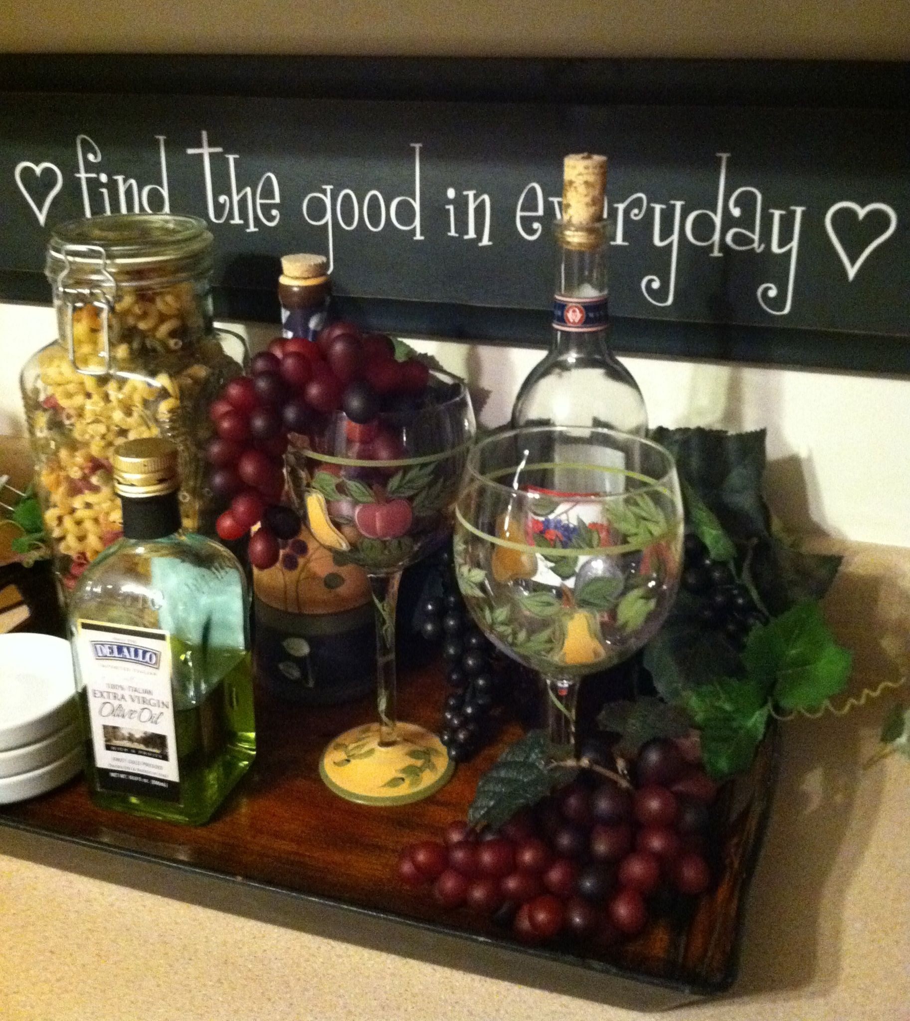 Best ideas about Grape Wine Kitchen Decor
. Save or Pin Tray fake cheese and grapes with wine bottles Kitchen Now.