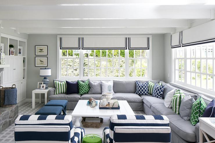 Best ideas about Gray And Blue Living Room
. Save or Pin White and Gray Cottage Living Room with Pops of Blue Now.