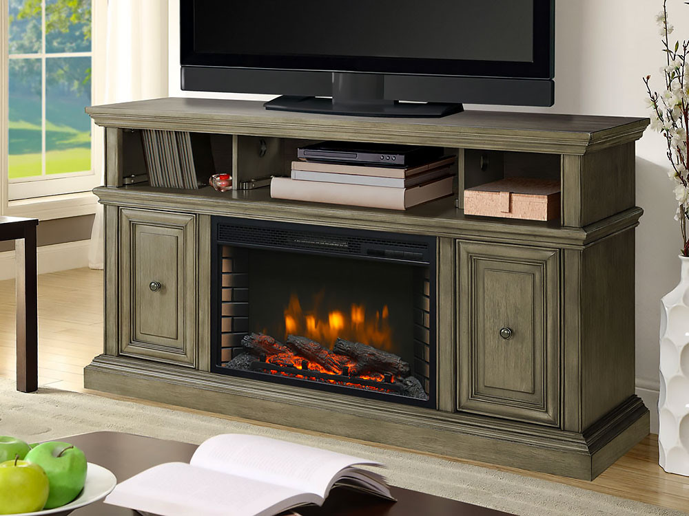 Best ideas about Gray Fireplace Tv Stand
. Save or Pin McCrea Media Console in Dark Weathered Grey & 26" Firebox Now.