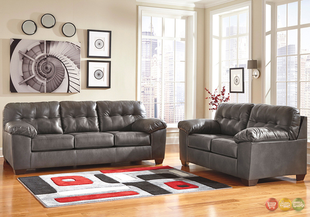 Best ideas about Gray Leather Sofa Set
. Save or Pin Gray Casual Contemporary Tufted Bonded Leather Living Room Now.