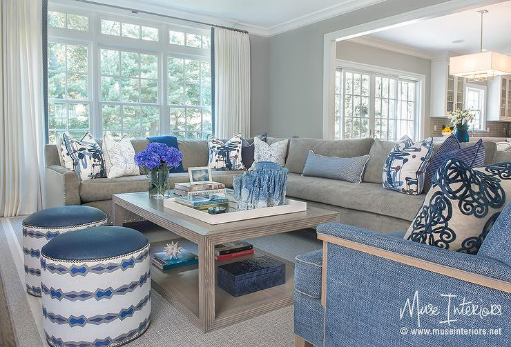 Best ideas about Grey And Blue Living Room
. Save or Pin Gray Sectional with Blue Accents Transitional Living Room Now.